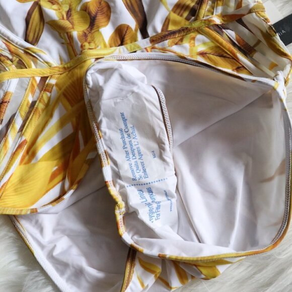 NWT BCBGMaxazria Yellow White Tropical Print One Piece Bathing Suit - Picture 5 of 10